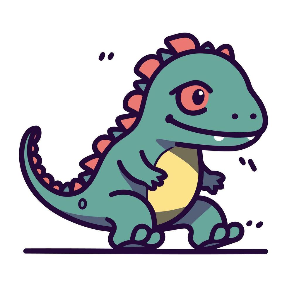 söt tecknad serie dinosaurie. vektor illustration av en söt tecknad serie dinosaurie.