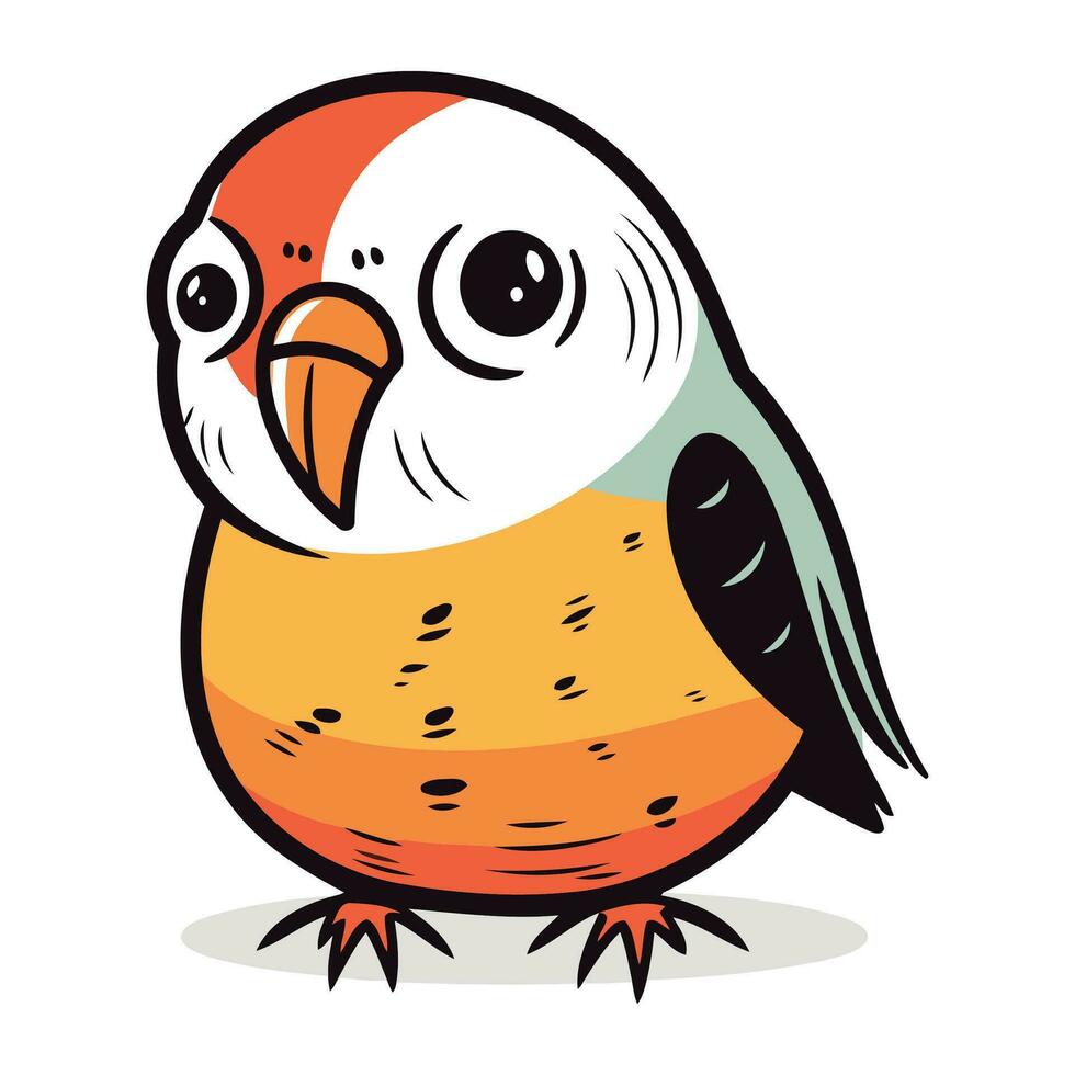 Vektor Illustration von ein süß wenig Vogel auf ein Weiß Hintergrund. Karikatur Stil.