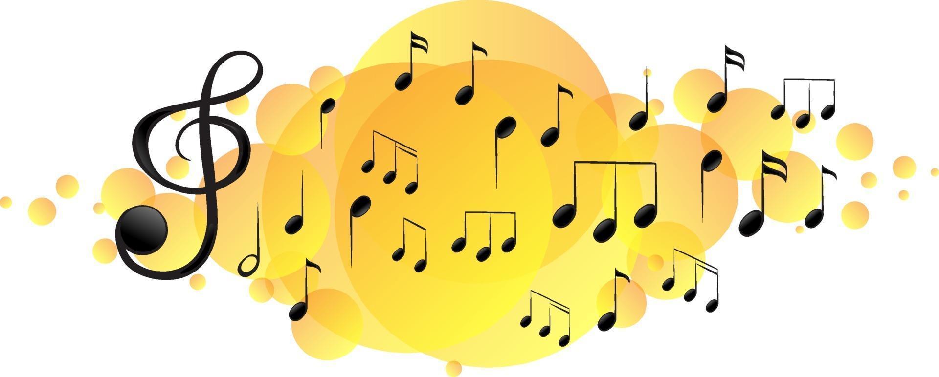 musikaliska melodisymboler på gul fläck vektor