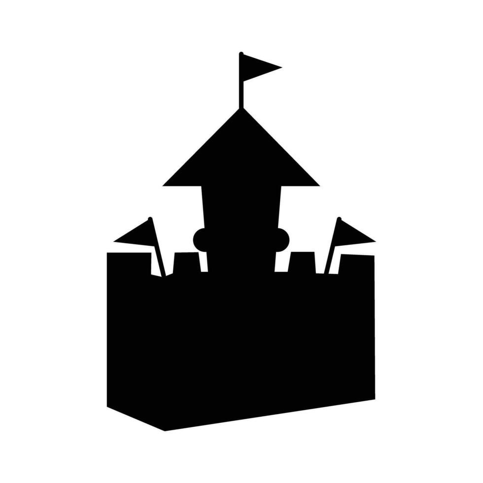 Schloss Symbol. die Architektur städtisch und Konstruktion Thema. isoliert Design. Vektor Illustration. Silhouetten von Paläste und Befestigungen Das sind stark und majestätisch