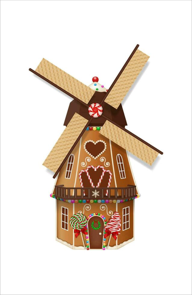 Weihnachten Lebkuchen Mühle mit Kekse und Süßigkeiten vektor
