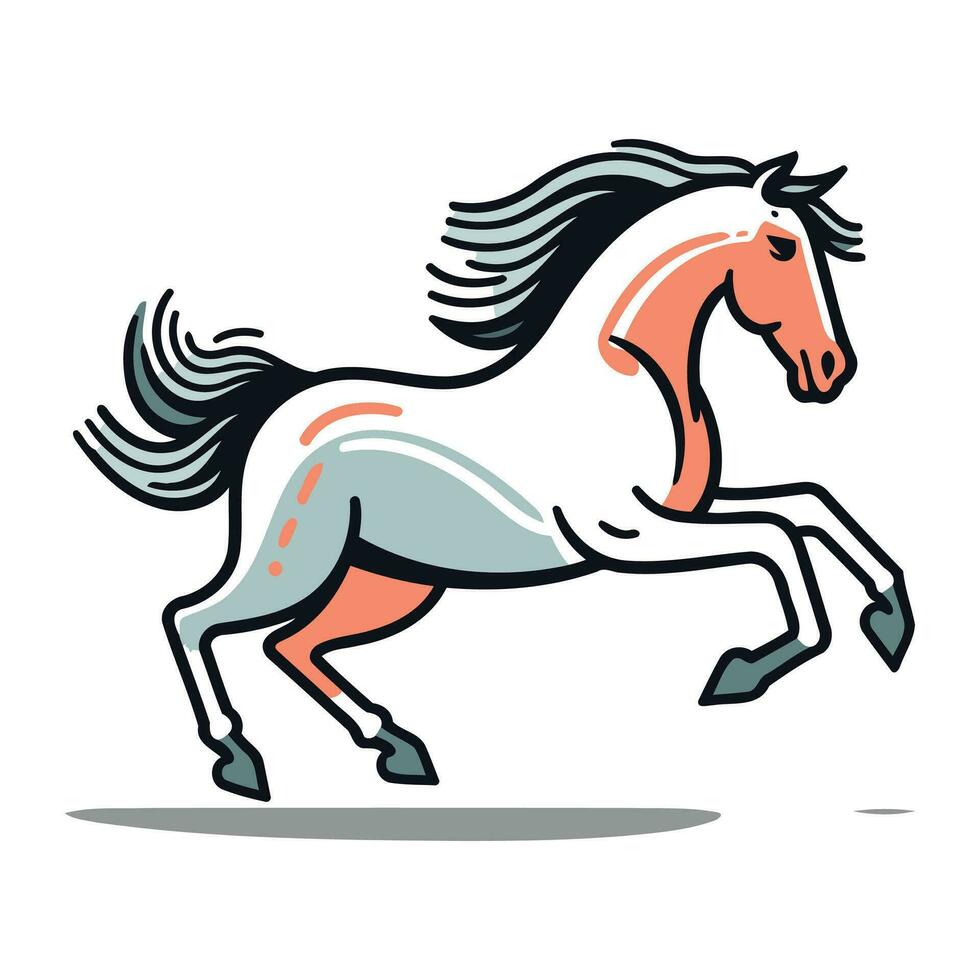 Laufen Pferd Karikatur Vektor Illustration. isoliert auf ein Weiß Hintergrund.