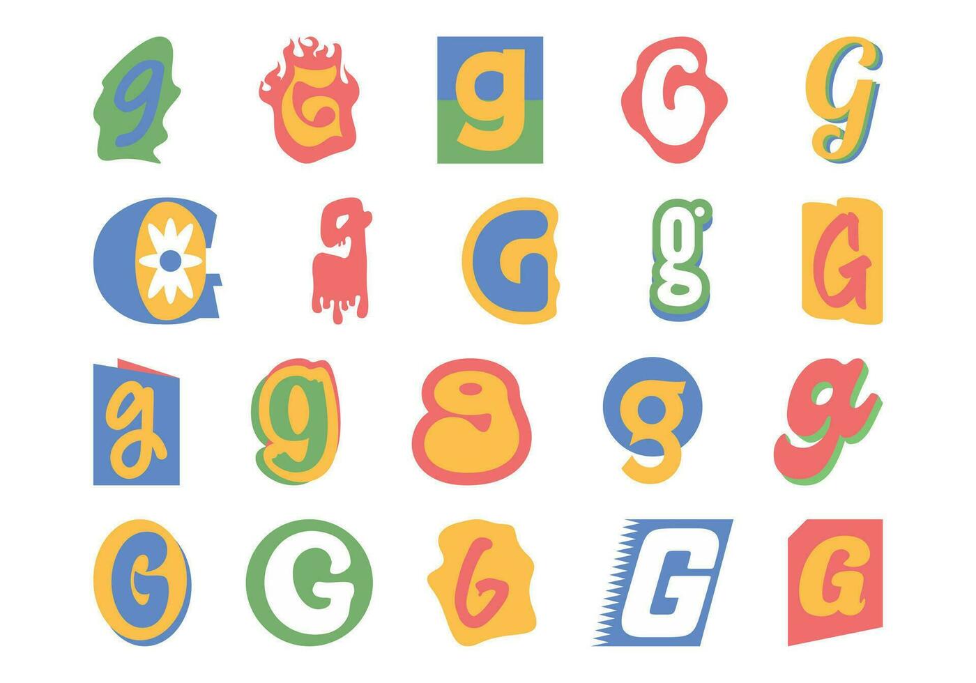 Alphabet Lösegeld Hinweis G einstellen vektor