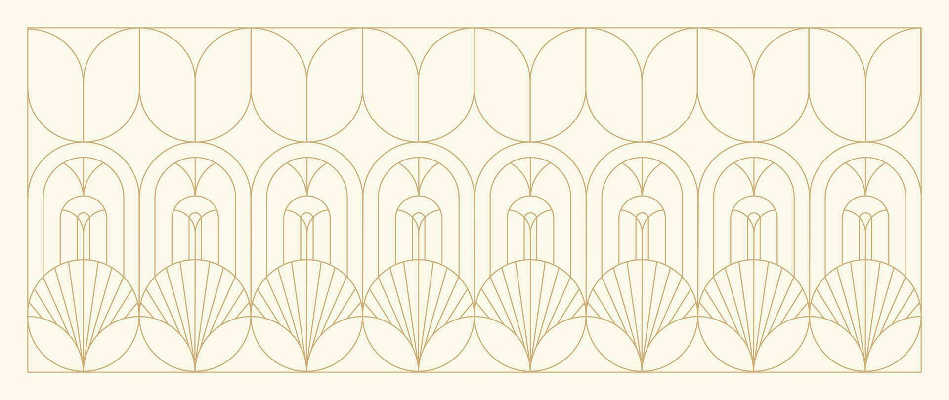 lyx geometrisk guld linje konst och konst deco bakgrund vektor. abstrakt geometrisk ram och elegant konst nouveau med delikat. illustration design för inbjudan, baner, vip, interiör, dekoration. vektor