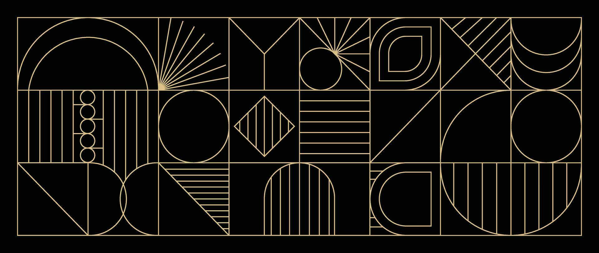 lyx geometrisk guld linje konst och konst deco bakgrund vektor. abstrakt geometrisk ram och elegant konst nouveau med delikat. illustration design för inbjudan, baner, vip, interiör, dekoration. vektor