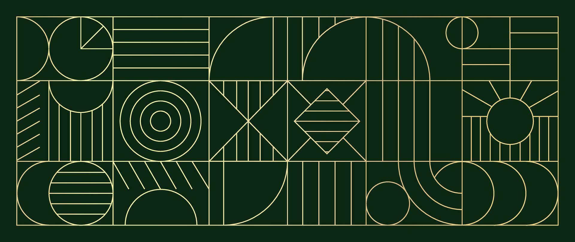 lyx geometrisk guld linje konst och konst deco bakgrund vektor. abstrakt geometrisk ram och elegant konst nouveau med delikat. illustration design för inbjudan, baner, vip, interiör, dekoration. vektor