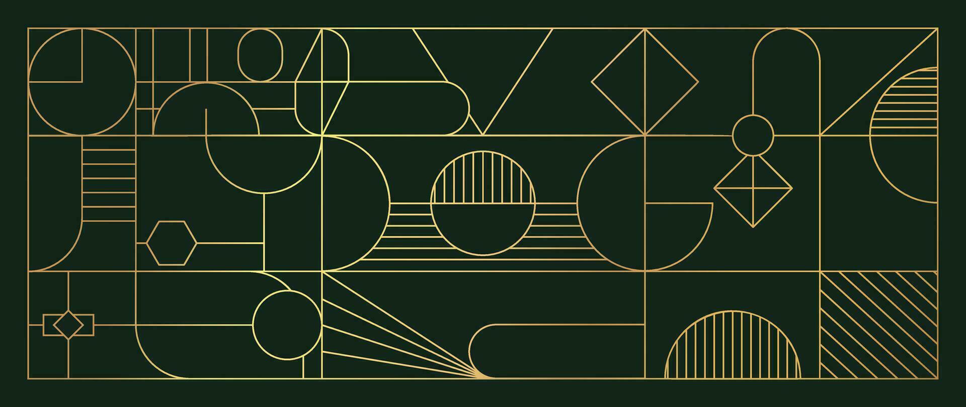 lyx geometrisk guld linje konst och konst deco bakgrund vektor. abstrakt geometrisk ram och elegant konst nouveau med delikat. illustration design för inbjudan, baner, vip, interiör, dekoration. vektor