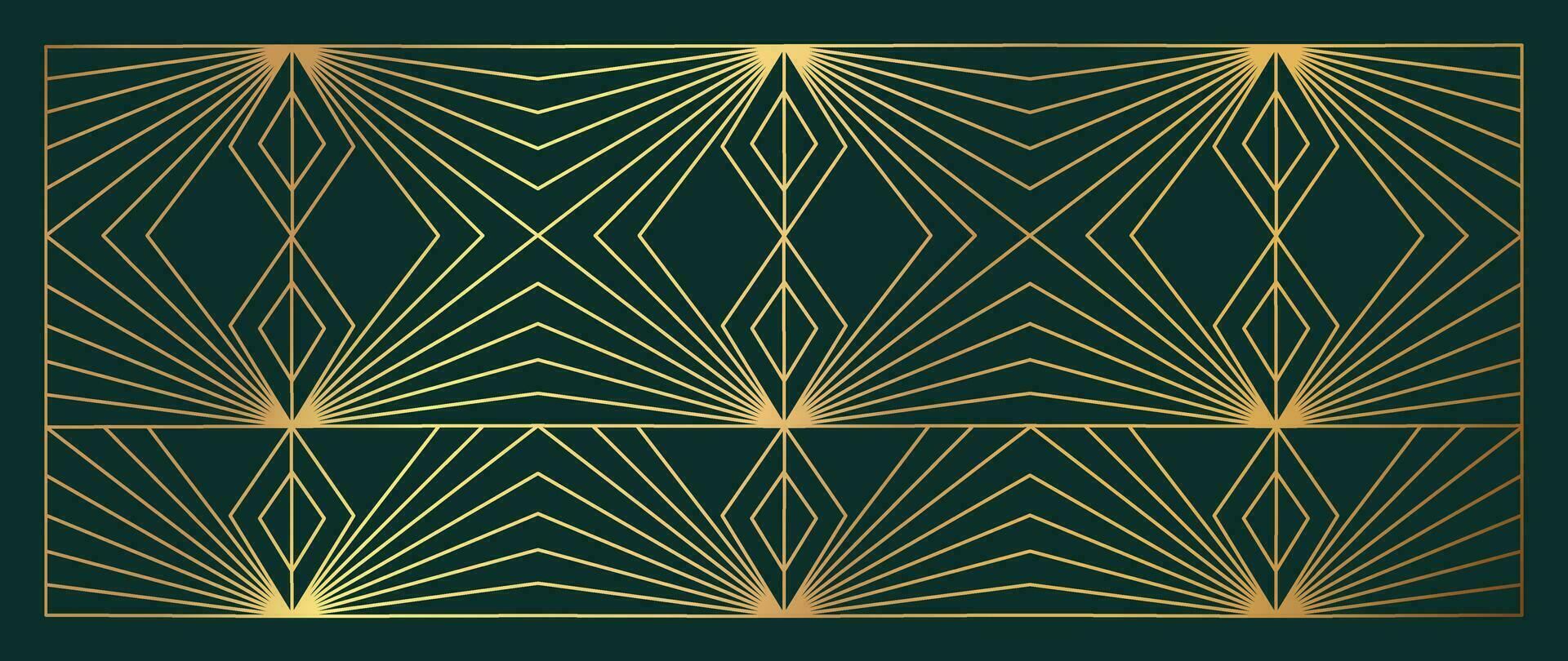 Luxus geometrisch Gold Linie Kunst und Kunst Deko Hintergrund Vektor. abstrakt geometrisch Rahmen und elegant Kunst Jugendstil mit empfindlich. Illustration Design zum Einladung, Banner, VIP, Innere, Dekoration. vektor