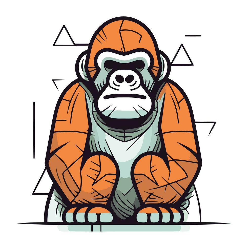 Vektor Illustration von ein wütend Gorilla im ein eben Stil. isoliert auf Weiß Hintergrund.
