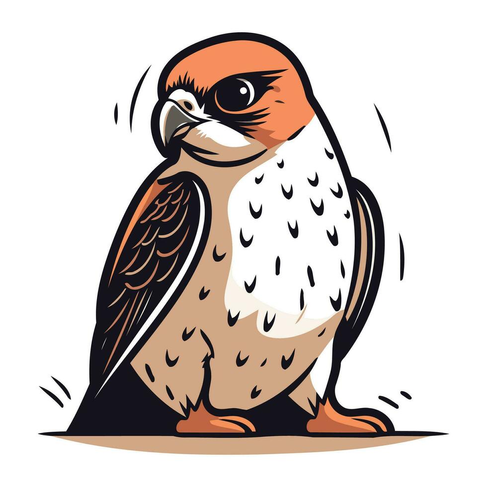 Spatz Vogel isoliert auf Weiß Hintergrund. Vektor Illustration im Karikatur Stil.