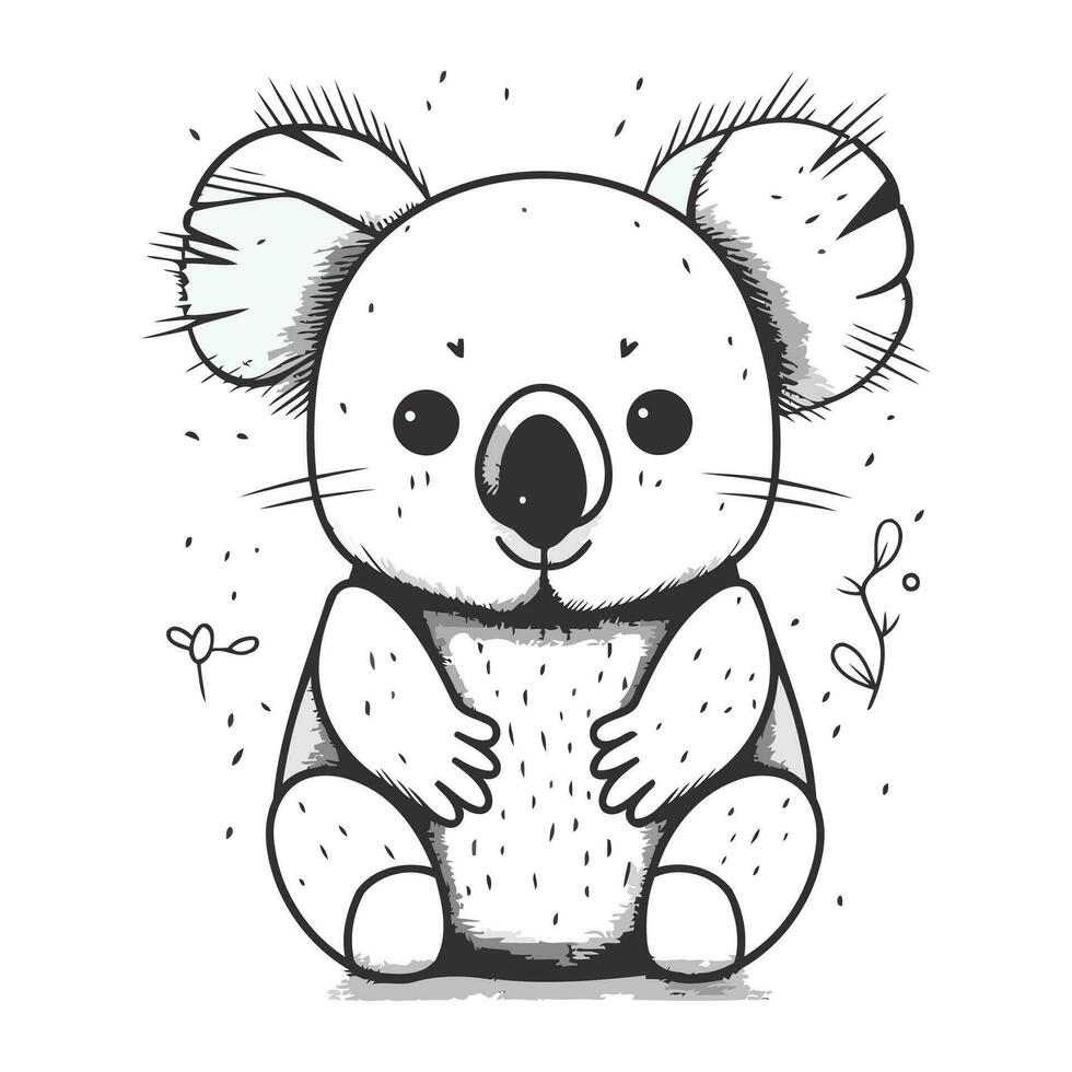 söt koala vektor illustration. hand dragen skiss av koala.