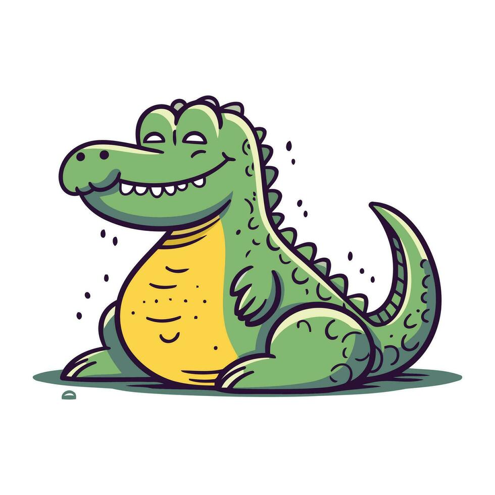 tecknad serie krokodil. vektor illustration av en söt tecknad serie krokodil.
