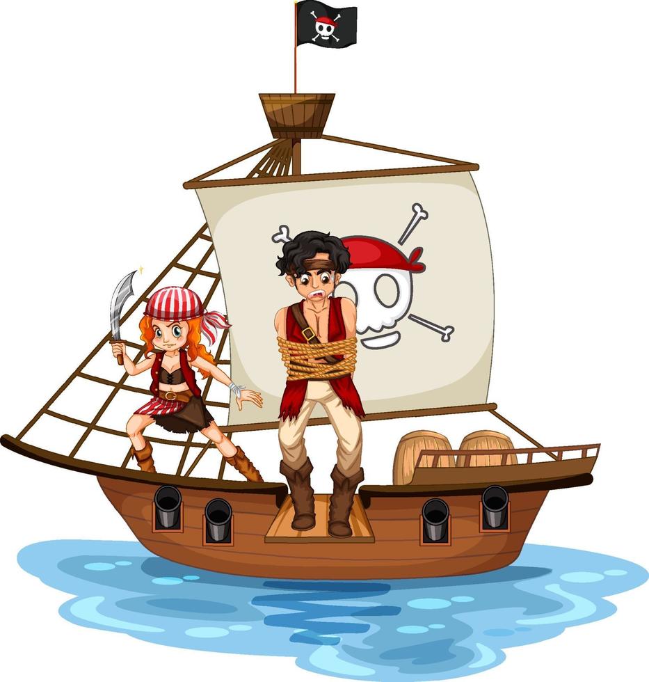 pirat man seriefigur som går plankan på fartyget vektor