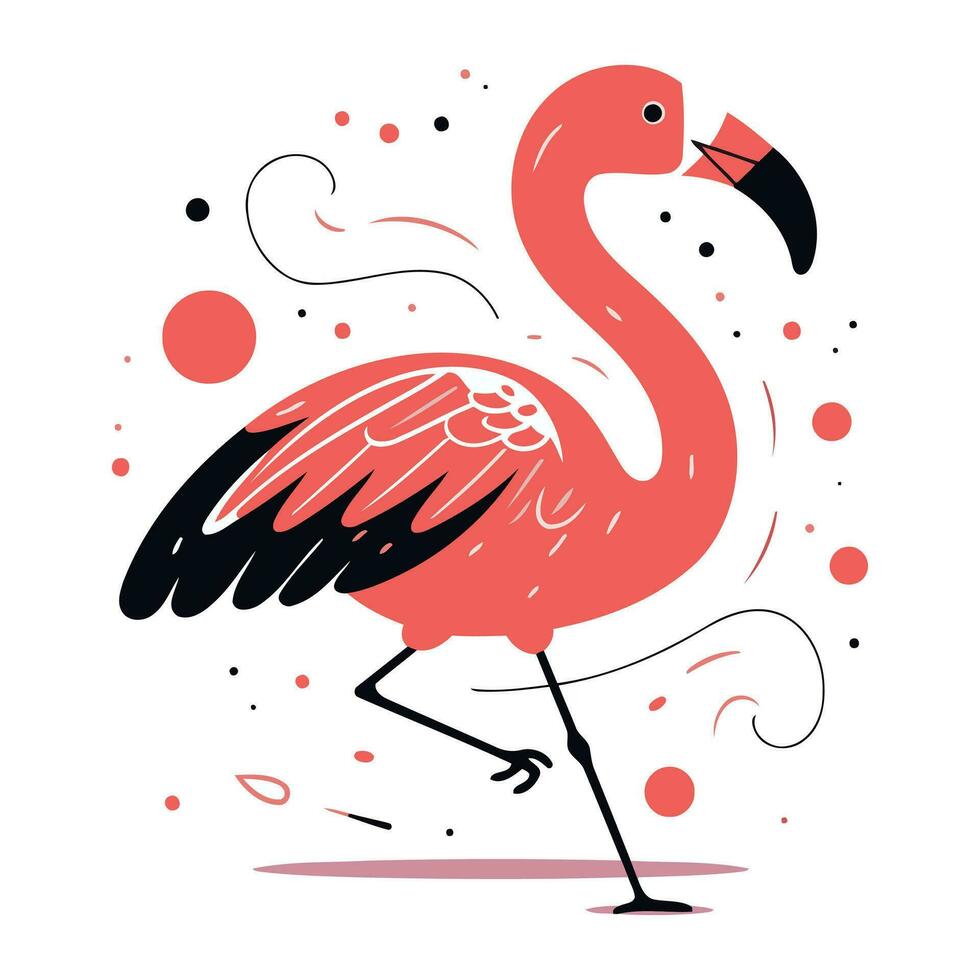 flamingo fågel. hand dragen vektor illustration på vit bakgrund.