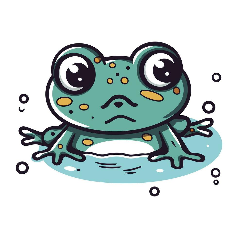 süß wenig Frosch. Vektor Illustration isoliert auf ein Weiß Hintergrund.