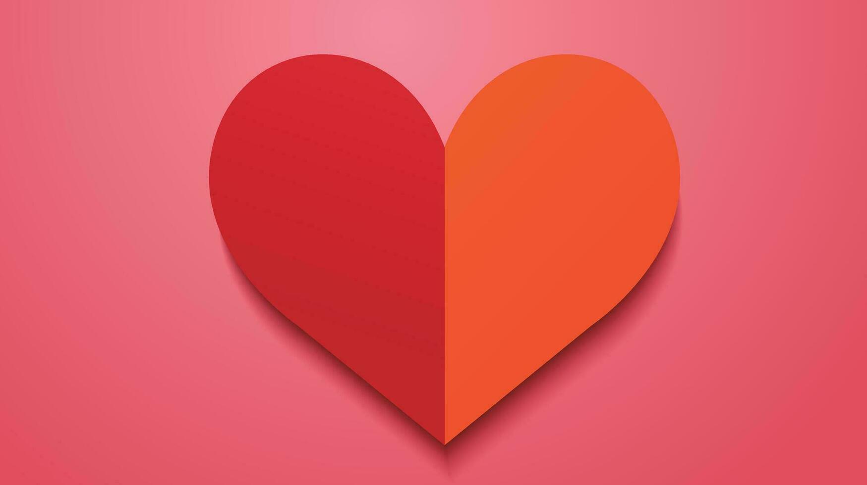 röd papper hjärta på rosa bakgrund. hjärtans dag begrepp. vektor illustration.