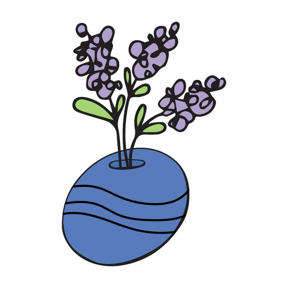blommig vas. illustration vas med blomma till dekoration interiör vektor