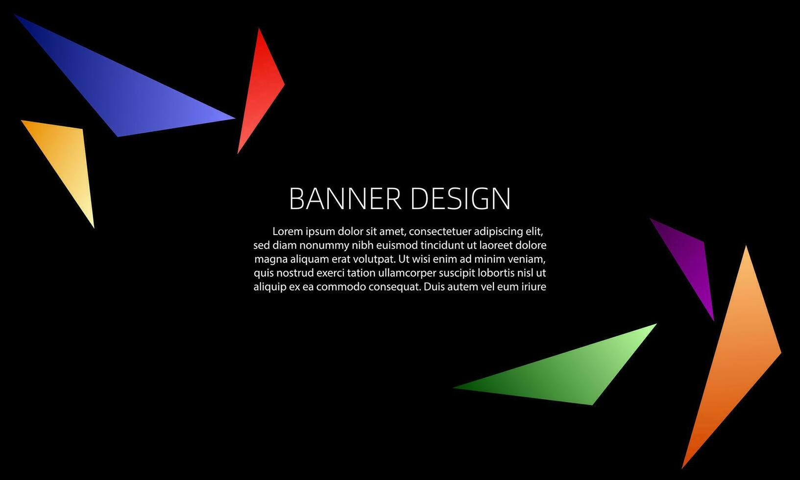 einfach schwarz Banner Hintergrund Design mit bunt Dreieck gestalten Ornamente. vektor