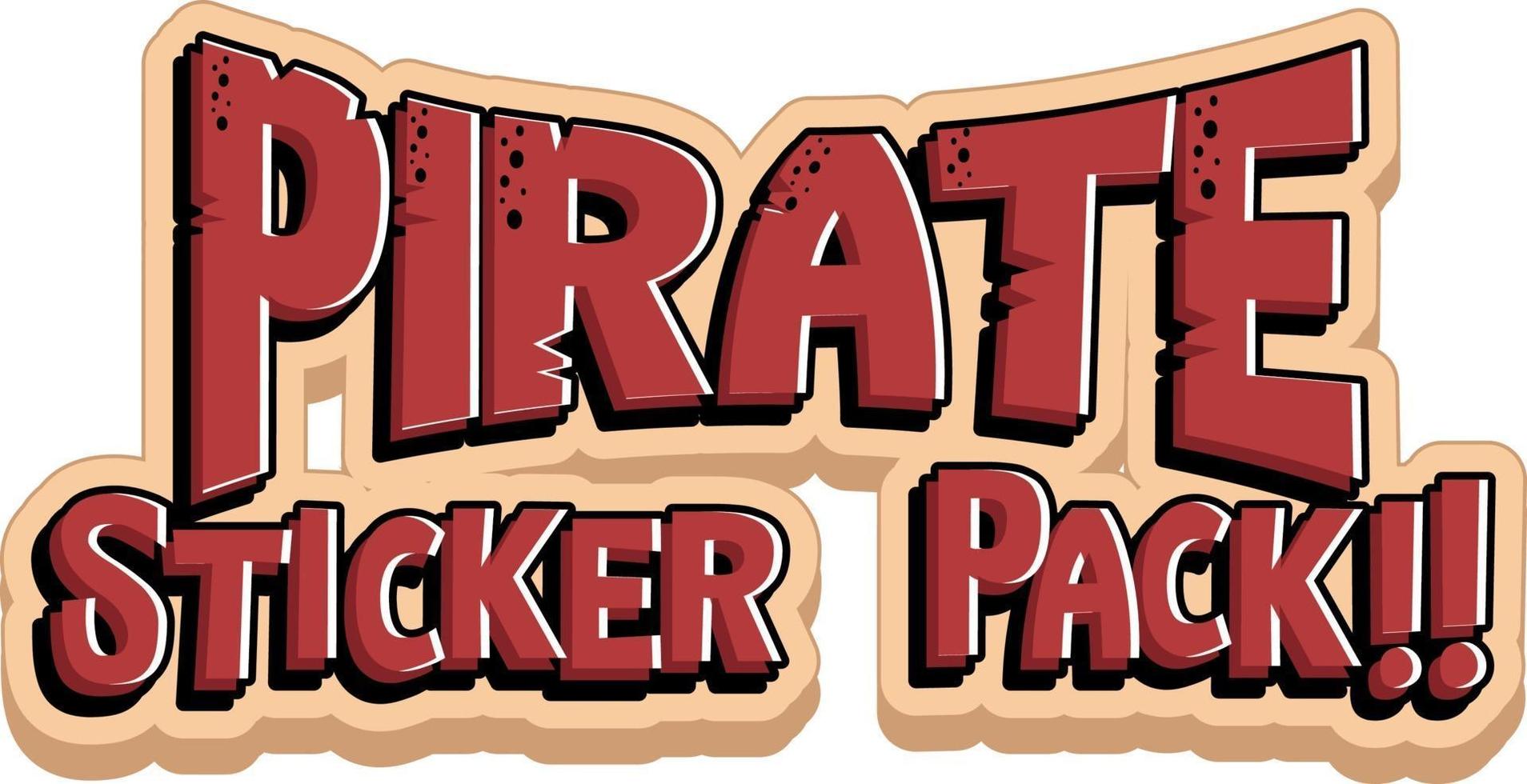 teckensnittsdesign med pirat klistermärke pack ord vektor