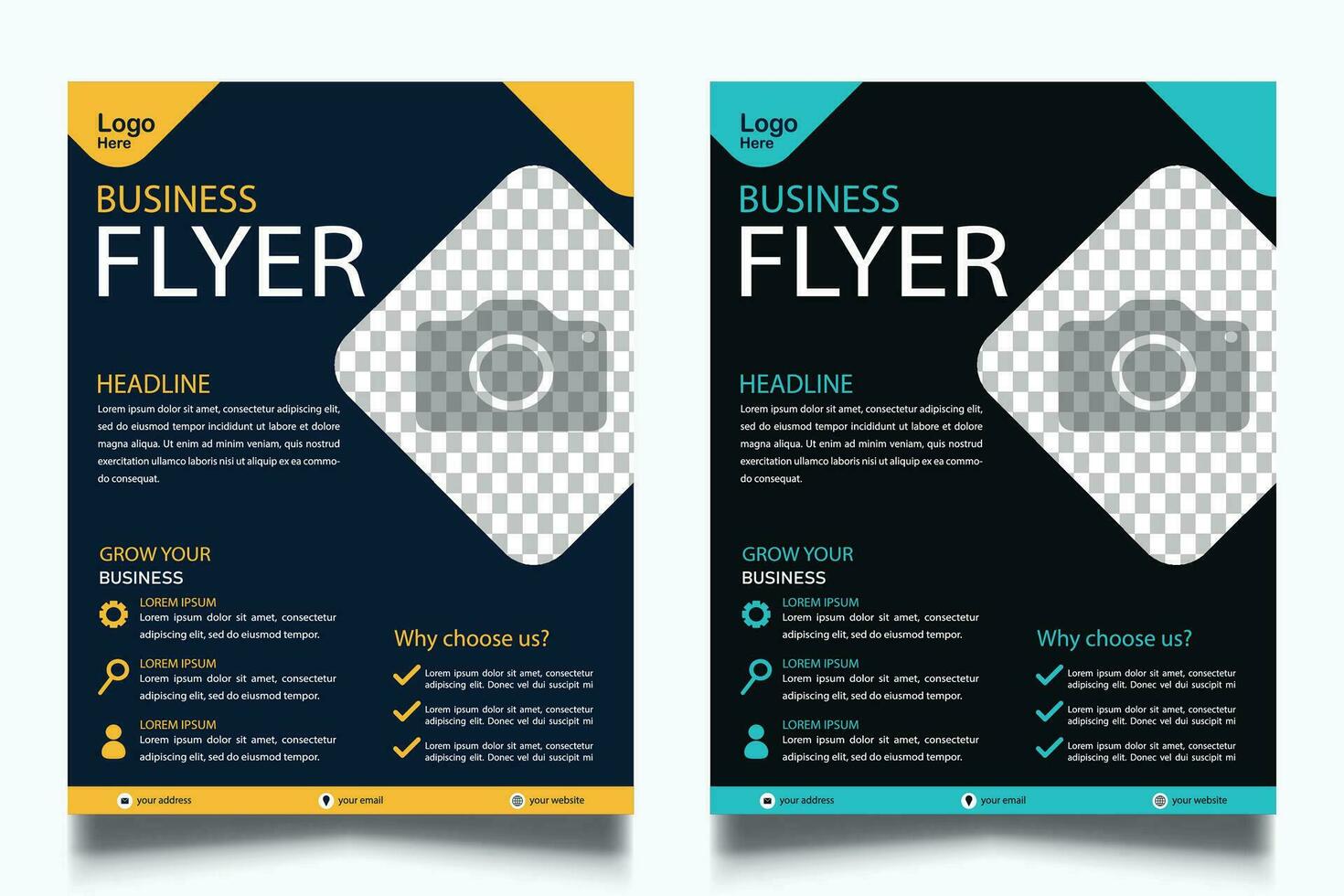 stationär Flyer Design. Flyer Zeitschrift, Infografiken Flugblatt Design. korporativ stationär echt Nachlass Agentur Sozial Medien Bericht Design. vektor