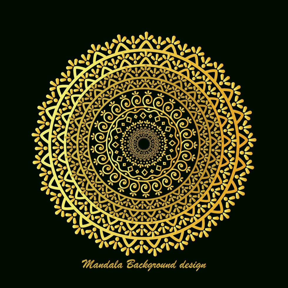 minimalistisch Spiritualität Indien, Islam Mandala Gold Hintergründe. Hochzeit Mandala Ornament glänzend runden Luxus Startseite zum drucken. Blumen- strukturiert. vektor