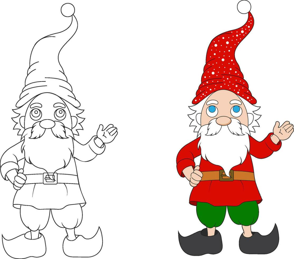 einstellen von fröhlich Weihnachten mit süß Zwerge Santa claus Banner Design. süß Karikatur Illustration vektor