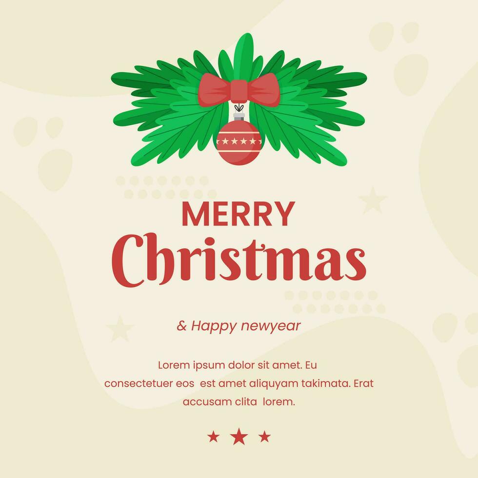 hälsning glad jul social media posta mall bakgrund design med särskild jul dekorationer vektor