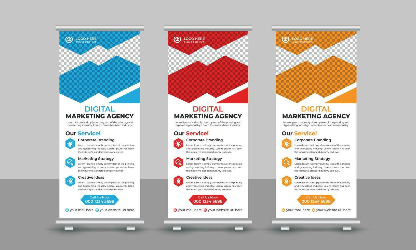 korporativ modern Digital Marketing Agentur Geschäft rollen oben Banner Design ziehen oben Beschilderung standee x einziehbar Banner Design Vorlage vektor