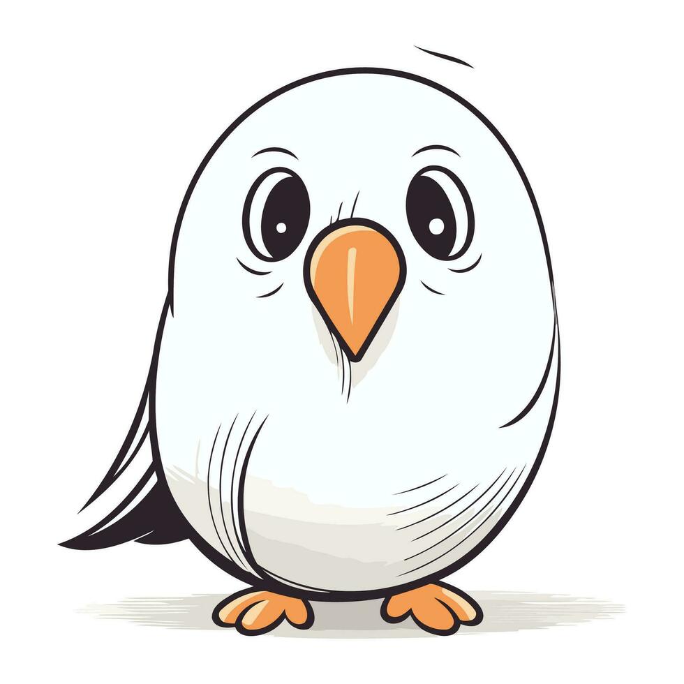 illustration av en söt liten fågel tecknad serie karaktär på vit bakgrund vektor