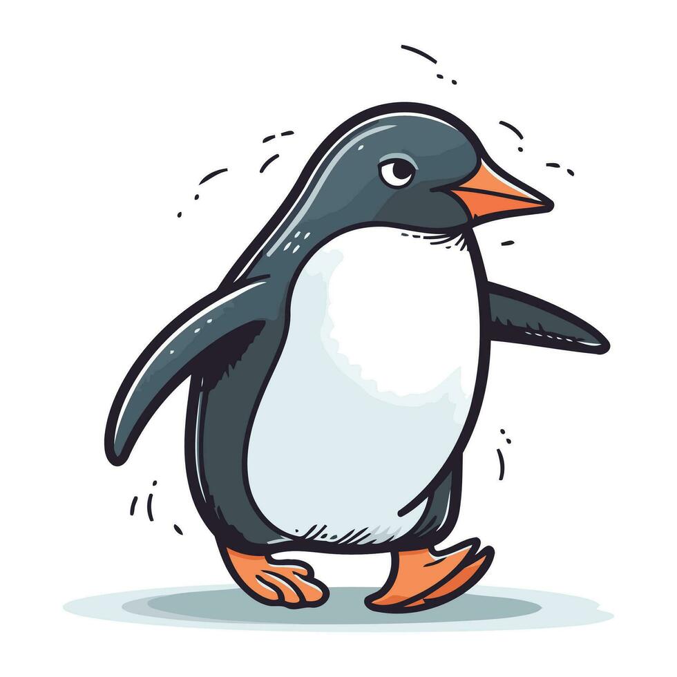 tecknad serie pingvin. vektor illustration av en rolig pingvin.