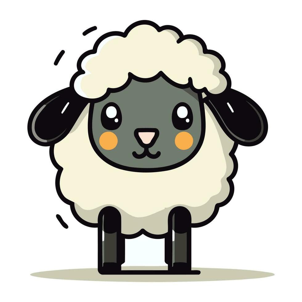 Schaf süß Karikatur Tier Charakter Vektor Illustration