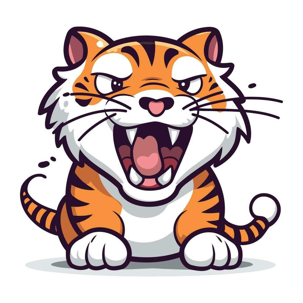 süß Tiger Karikatur Maskottchen Vektor Illustration. süß Tiger Charakter.