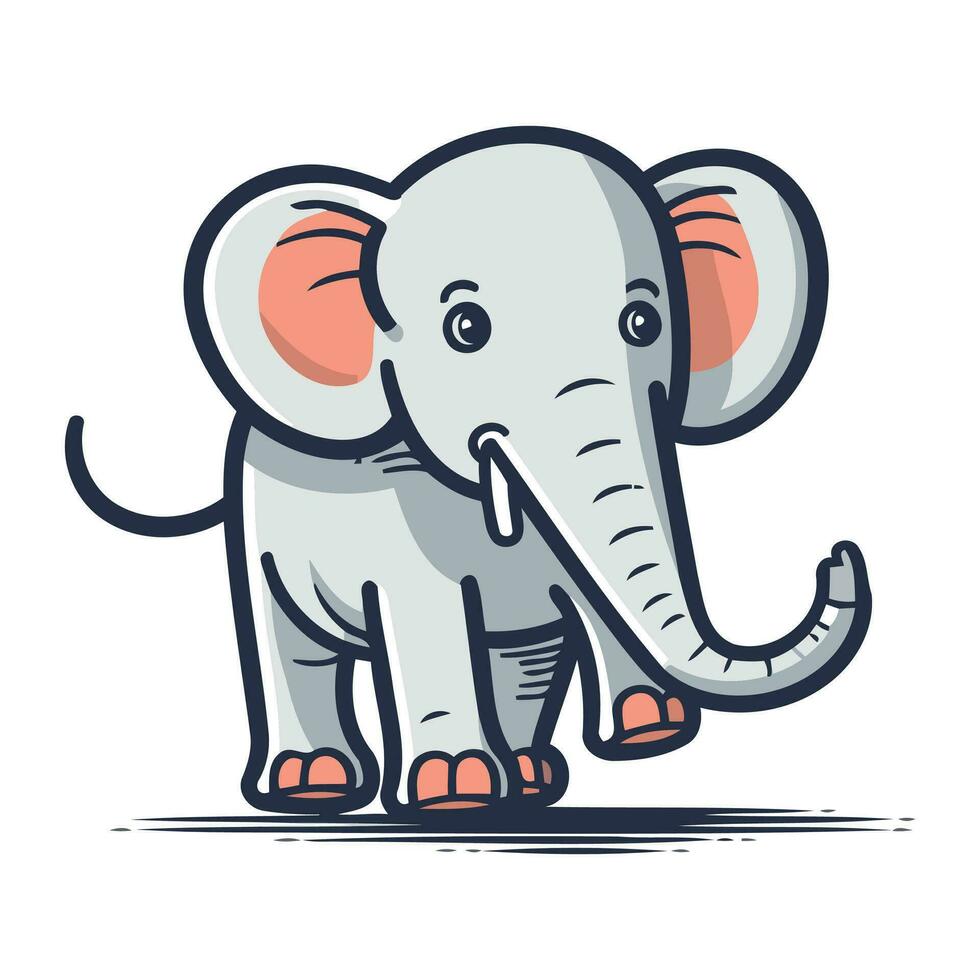 söt tecknad serie elefant. vektor illustration. isolerat på vit bakgrund.