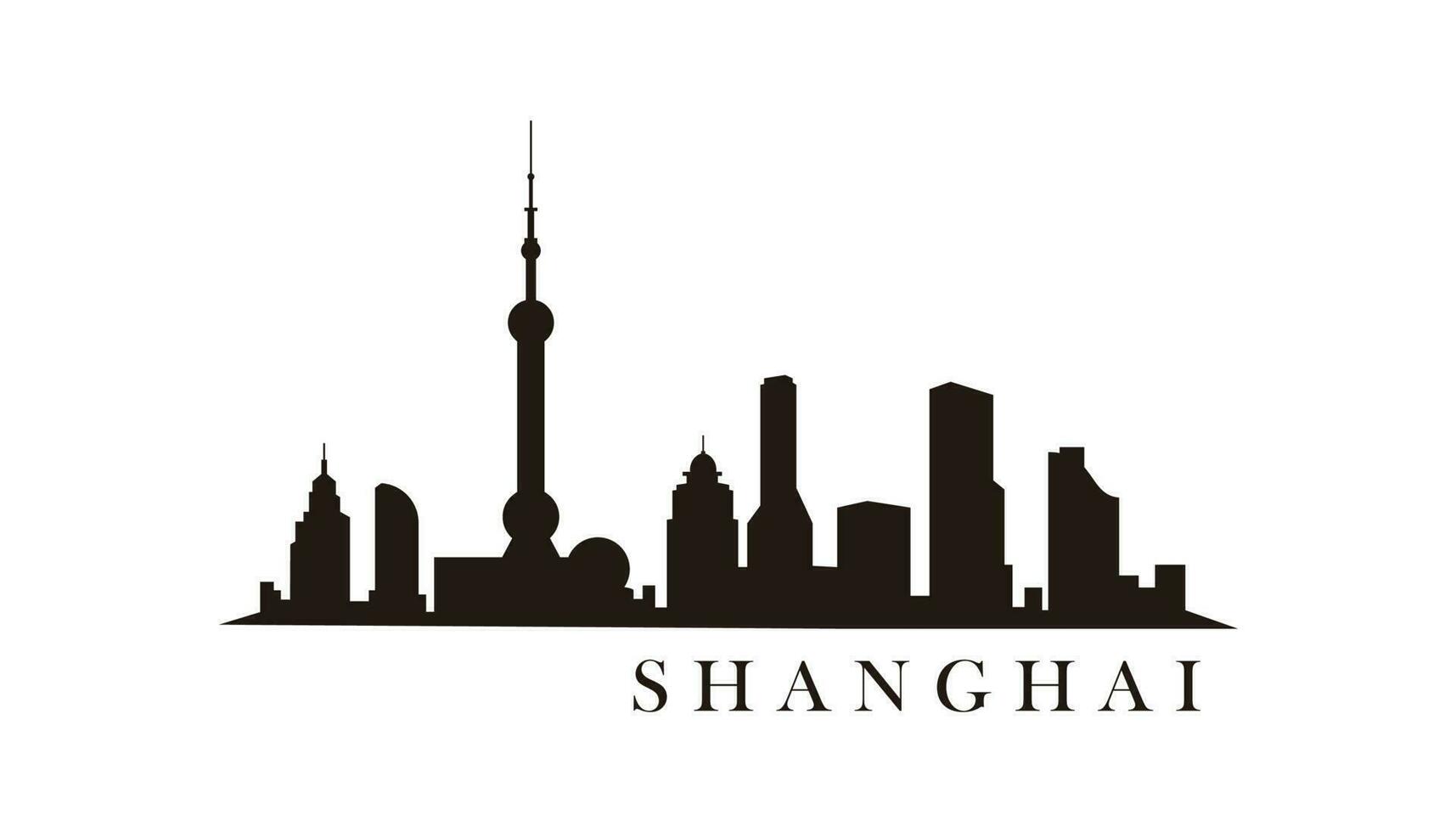 shanghai horisont och landmärken silhuett vektor