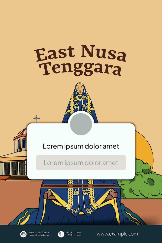 årgång indonesien väst nusa tenggara design layout aning för social media eller händelse affisch vektor