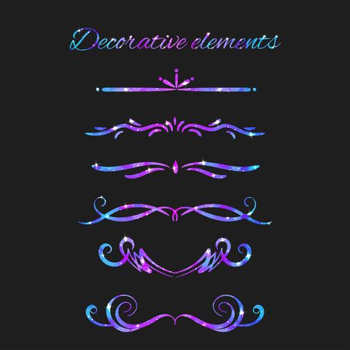 Vector Flourishes. Dividers Set. Handdragen dekorativa virvlar