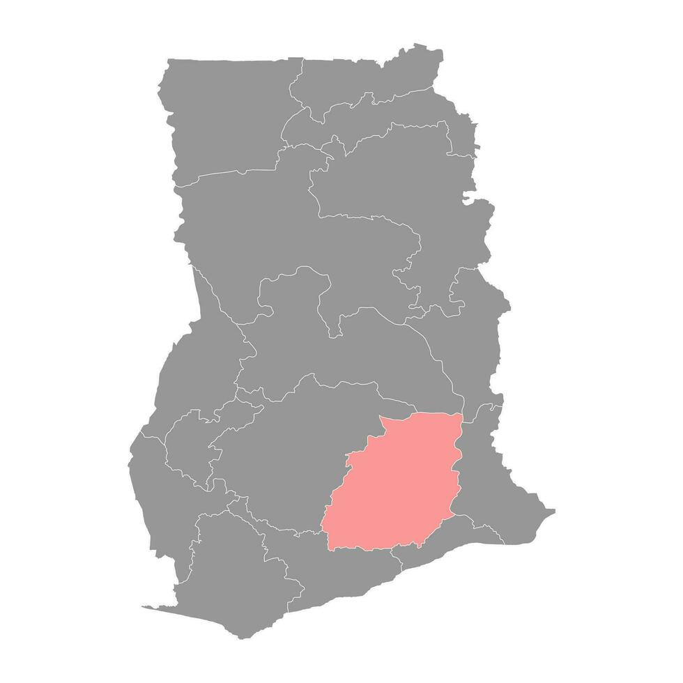 östlichen Region Karte, administrative Aufteilung von Ghana. Vektor Illustration.