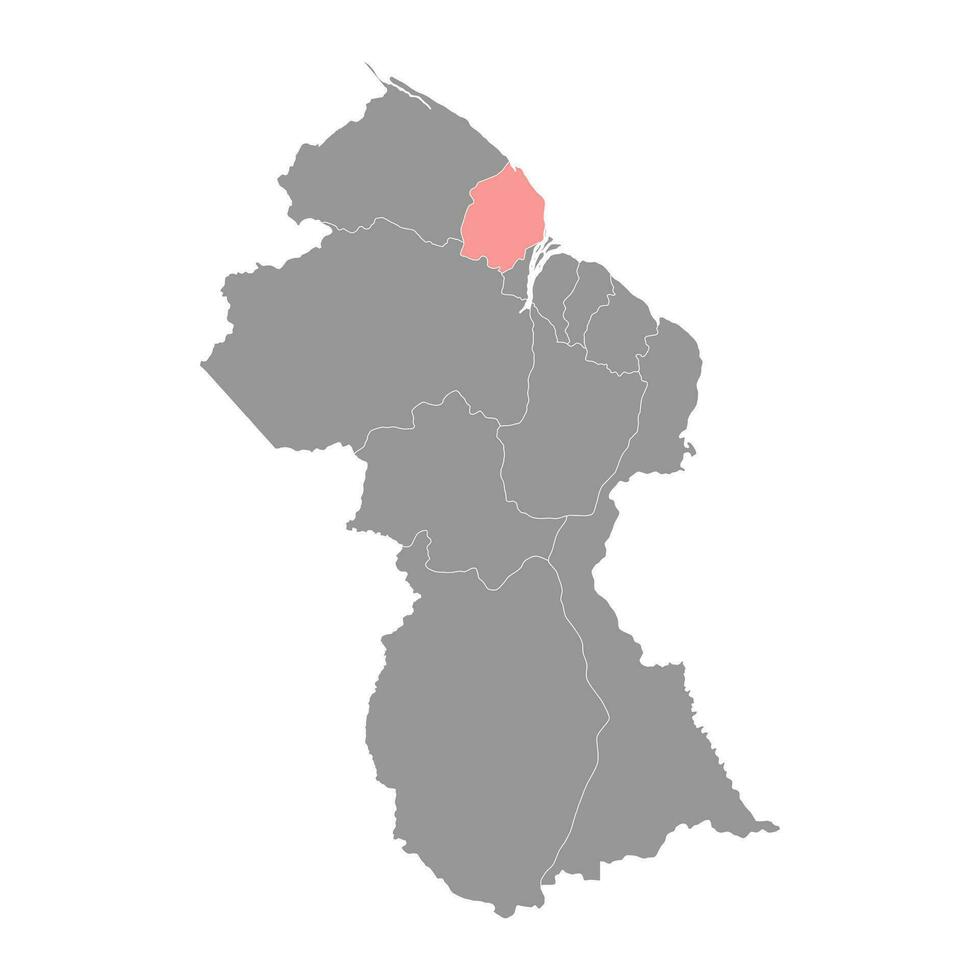 Pomerun supenaam Region Karte, administrative Aufteilung von Guyana. Vektor Illustration.