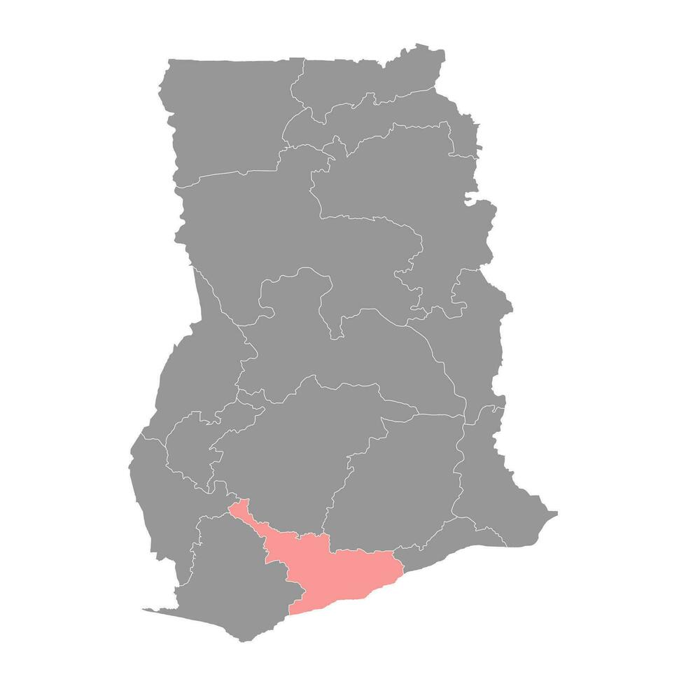 zentral Region Karte, administrative Aufteilung von Ghana. Vektor Illustration.