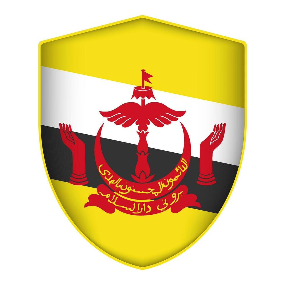 brunei Flagge im Schild Form. Vektor Illustration.