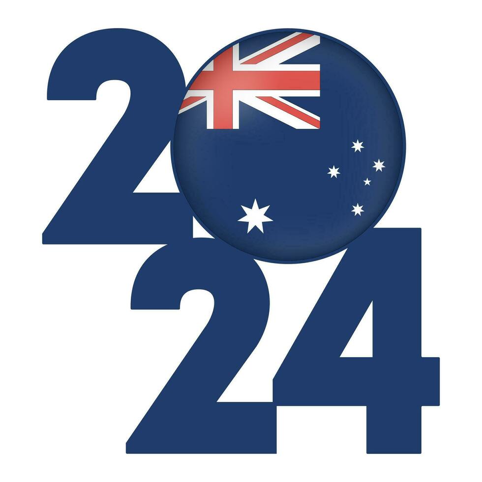 Lycklig ny år 2024 baner med Australien flagga inuti. vektor illustration.
