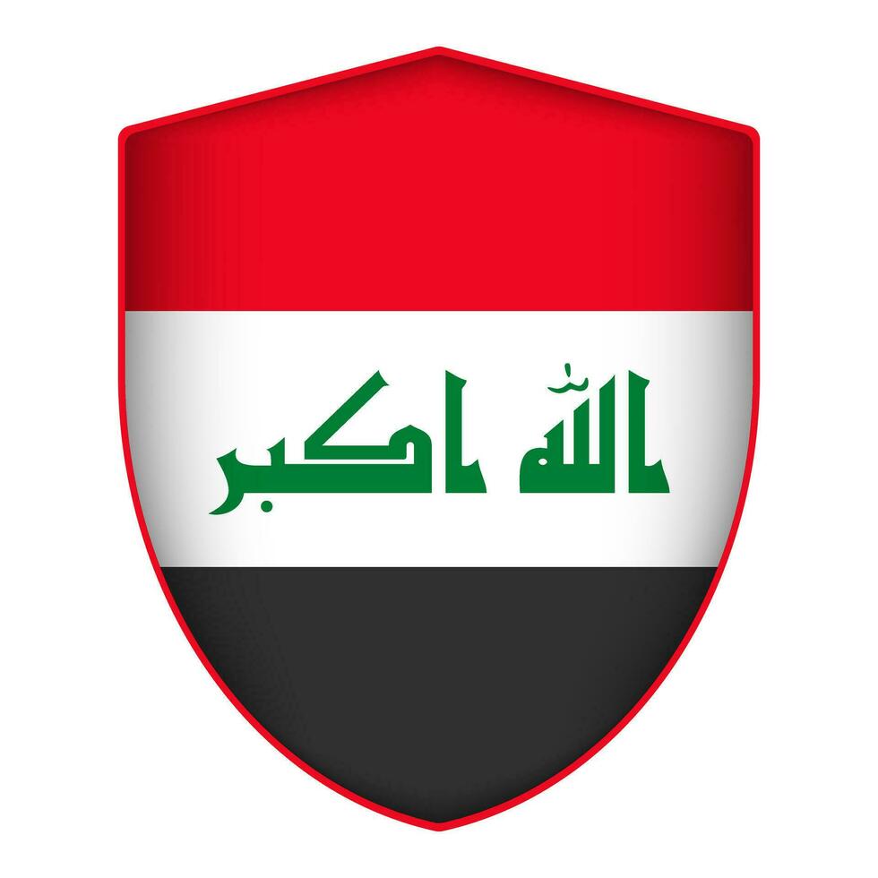 Irak Flagge im Schild Form. Vektor Illustration.