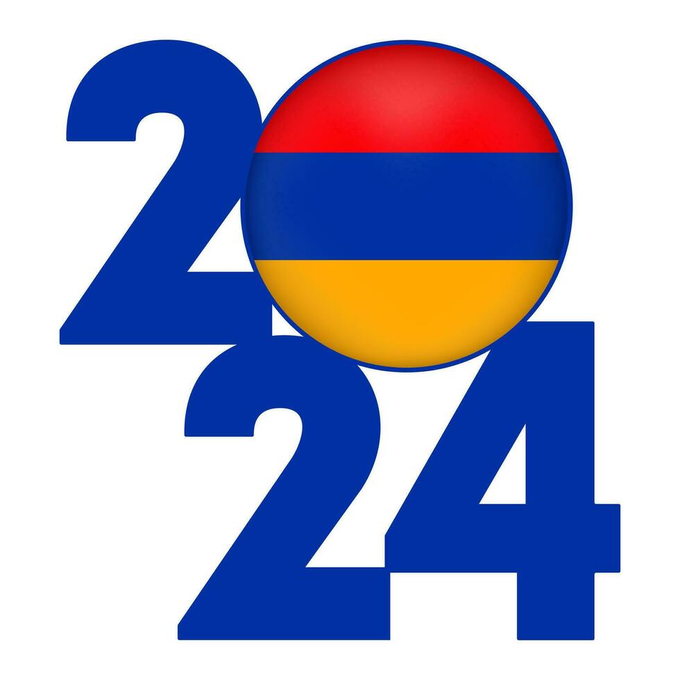 glücklich Neu Jahr 2024 Banner mit Armenien Flagge innen. Vektor Illustration.