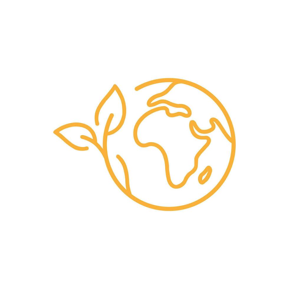 eps10 vektor jord planet begrepp, översikt ikon, värld ekologi, natur global skydda, logotyp eco miljö, klot med löv, tunn linje konst enkel webb symbol isolerat på vit bakgrund
