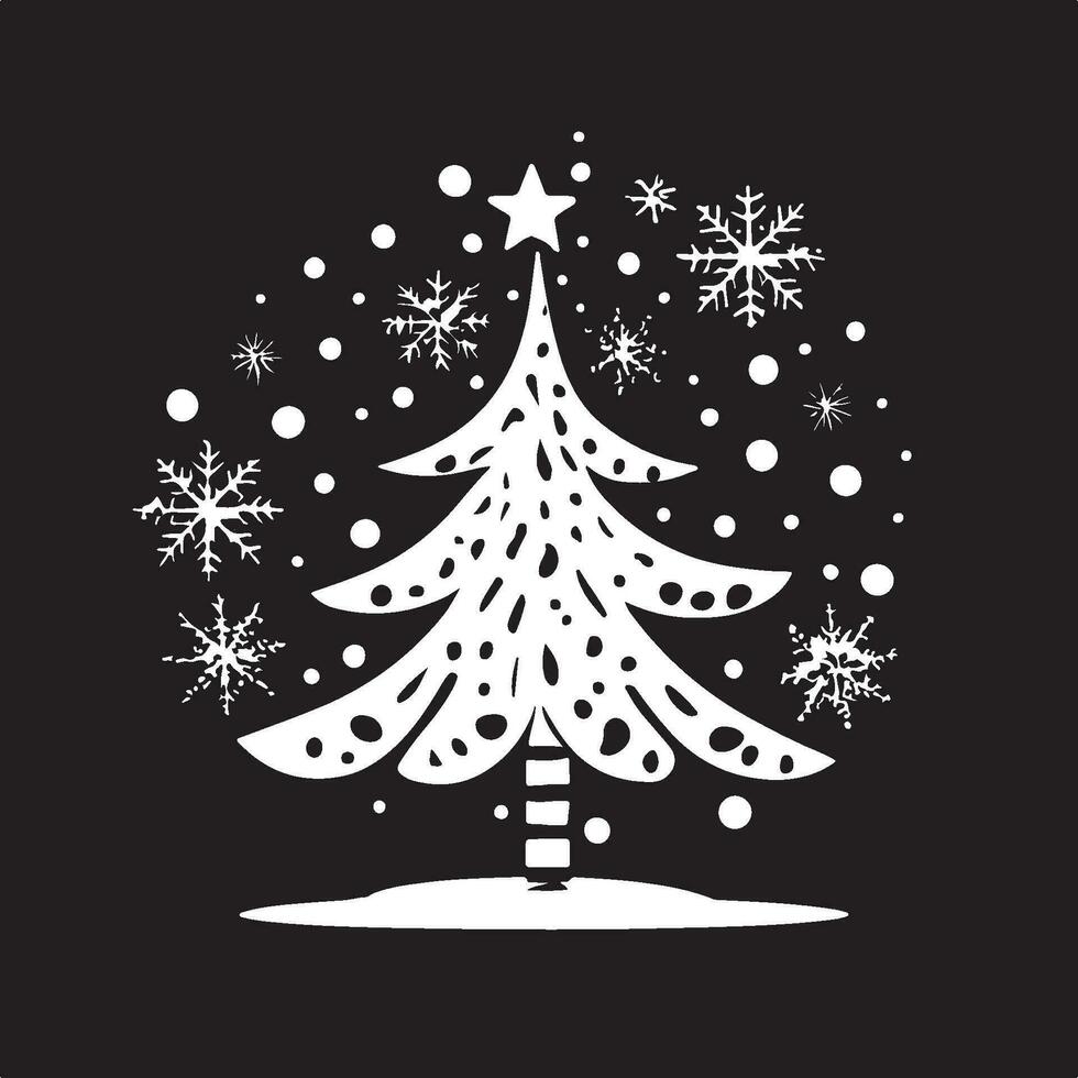 Weiß Weihnachten Baum auf schwarz Hintergrund. Tanne Baum Aquarell Bild. vektor
