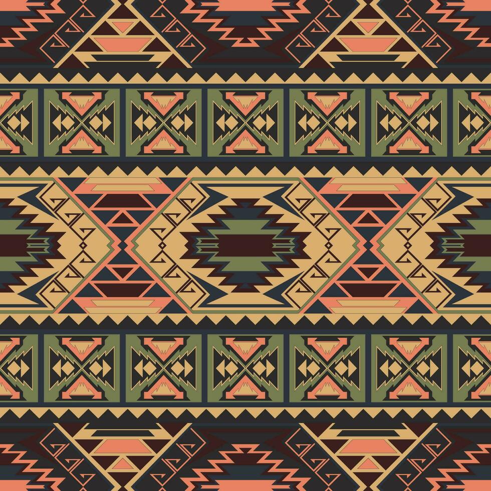 aztec sömlös mönster etnisk geometrisk former tryckt på tyg, tapet, matta vektor