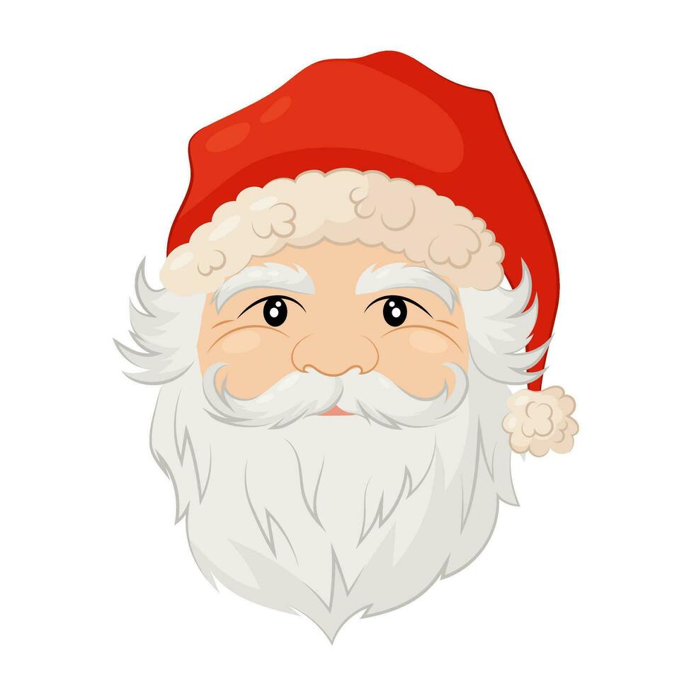 santa claus. santa porträtt i platt stil på vit bakgrund. jul vektor illustration.