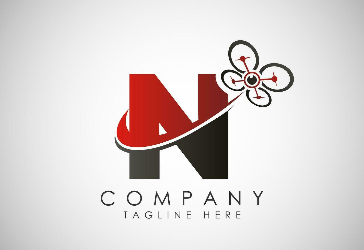 Brief n Drohne Logo Design Vektor Vorlage. Drohne Technologie Logo Zeichen Symbol