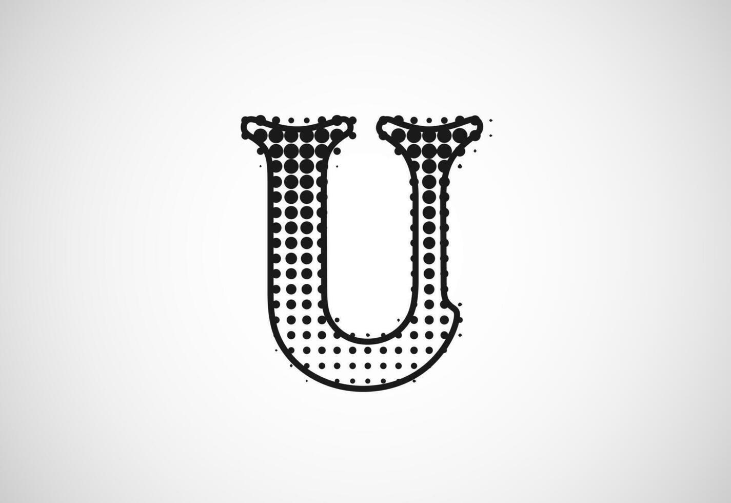 Brief u Logo im Halbton Punkte Stil, gepunktet gestalten Logo Vektor Design.