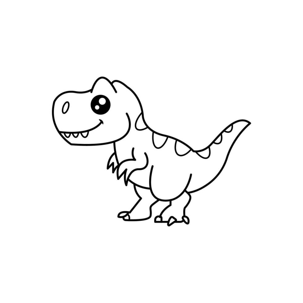 dinosaurie tecknad serie vektor illustration mall för färg bok. teckning lektion för barn
